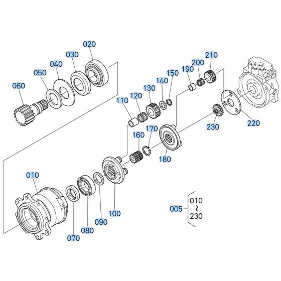 Swivel Motor Assembly -1 for Kubota KX161-3s Mini Excavator