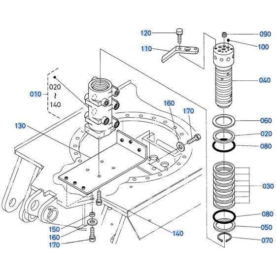 Rotary Joint Assembly for Kubota KX161-3s Mini Excavator