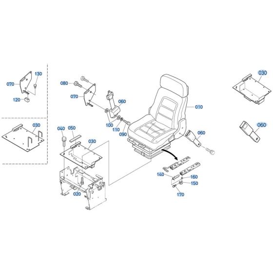 Seat Assembly for Kubota KX161-3s Mini Excavator