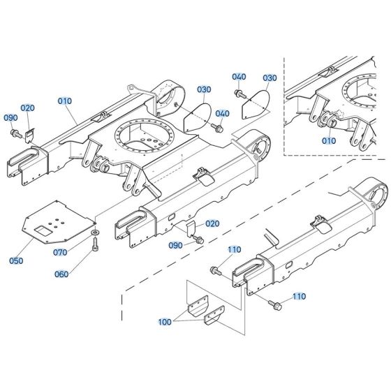 Track Frame Assembly for Kubota KX161-3s Mini Excavator