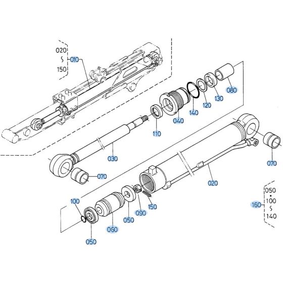 Telescopic Cylinder Assembly for Kubota KX91-3s Mini Excavator