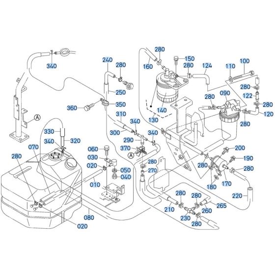 Fuel System Assembly for Kubota KX91-3s Mini Excavator