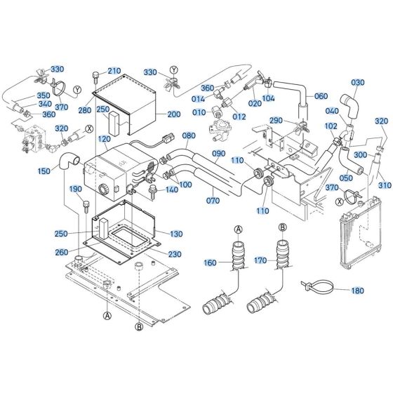 Heater Assembly for Kubota KX91-3s Mini Excavator