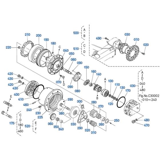 Drive Motor Assembly for Kubota KX91-3s Mini Excavator