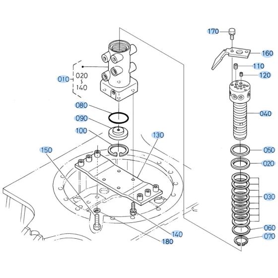 Rotary Joint Assembly for Kubota KX91-3s Mini Excavator