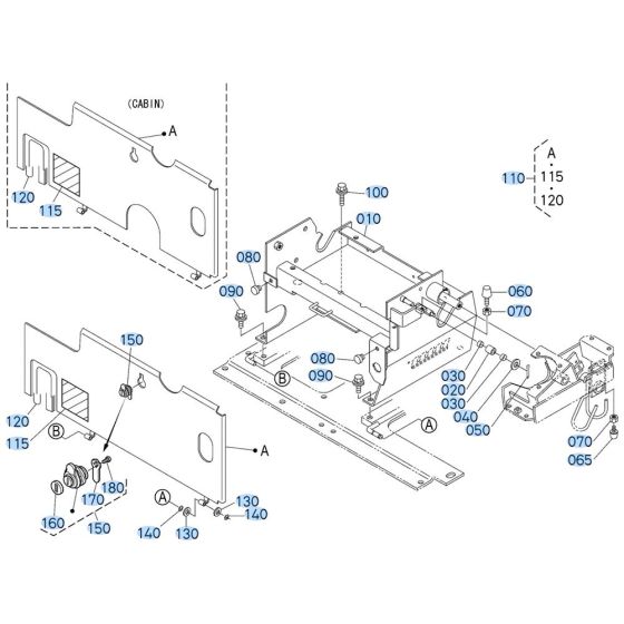 Seat Support Assembly for Kubota KX91-3s Mini Excavator