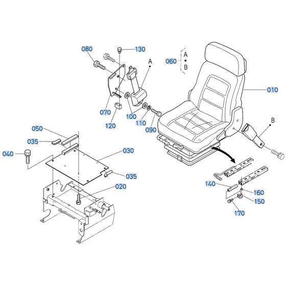 Seat Assembly for Kubota KX91-3s Mini Excavator