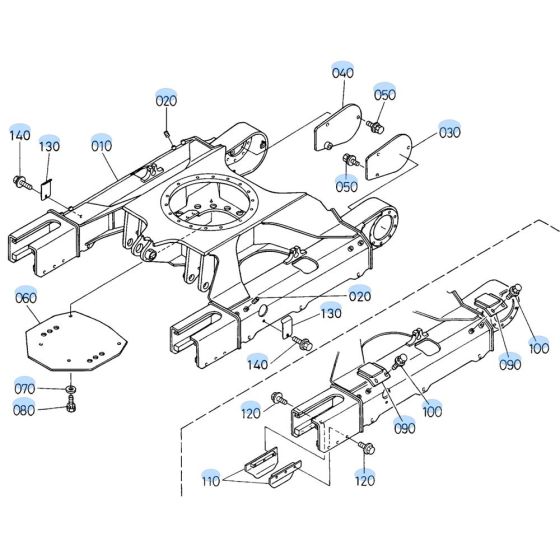 Track Frame Assembly for Kubota KX91-3s Mini Excavator