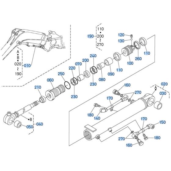 Boom Cylinder Assembly for Kubota KX91-3s Mini Excavator