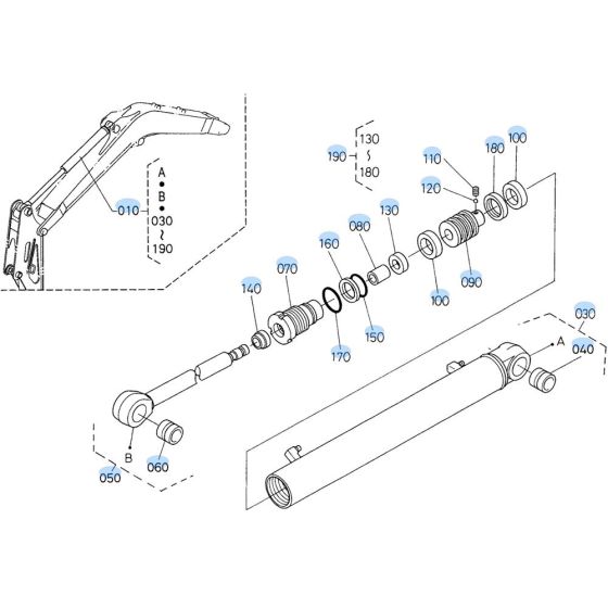 Arm Cylinder Assembly for Kubota KX91-3s Mini Excavator