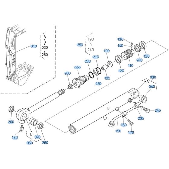 Bucket Cylinder Assembly for Kubota KX91-3s Mini Excavator