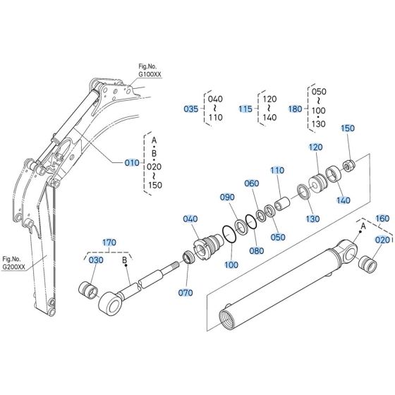 Arm Cylinder Assembly for Kubota U10-5