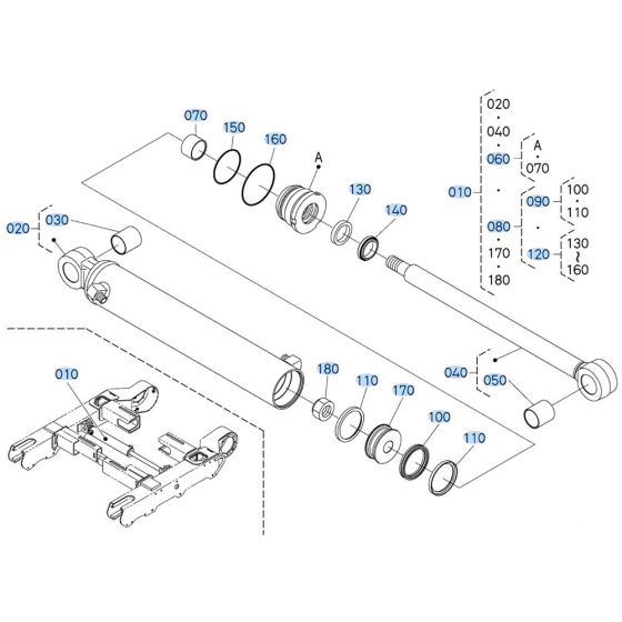 Track Cylinder Assembly for Kubota U17-5 Mini Excavator