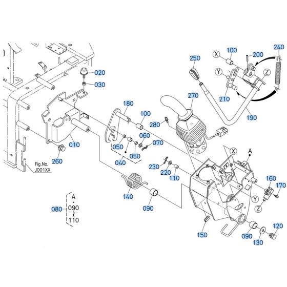 Control Lever (L/H) Assembly for Kubota U17-5 Mini Excavator