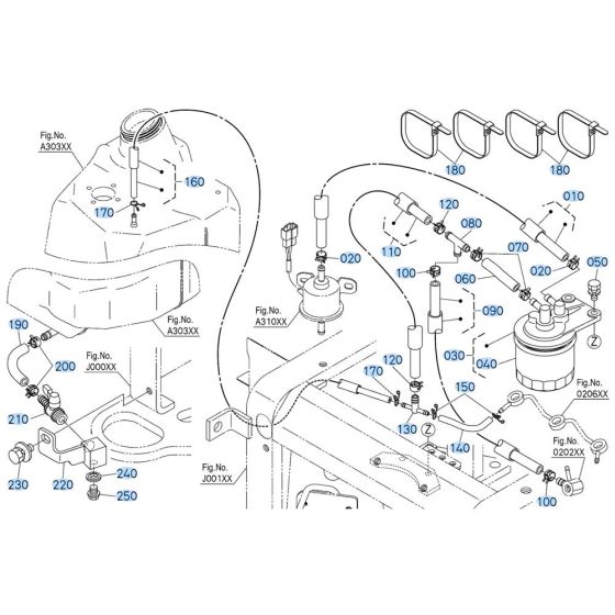 Fuel Filter Assembly for Kubota U17-5 Mini Excavator