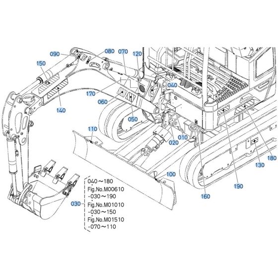 Decals (Front) for Kubota U17-5 Mini Excavator