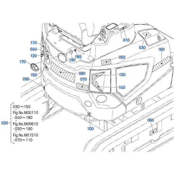 Decals (Rear) for Kubota U17-5 Mini Excavator