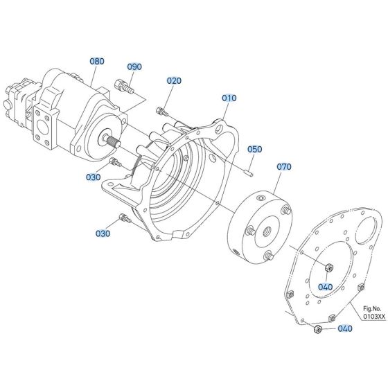 Pump Housing Assembly for Kubota U17-5 Mini Excavator
