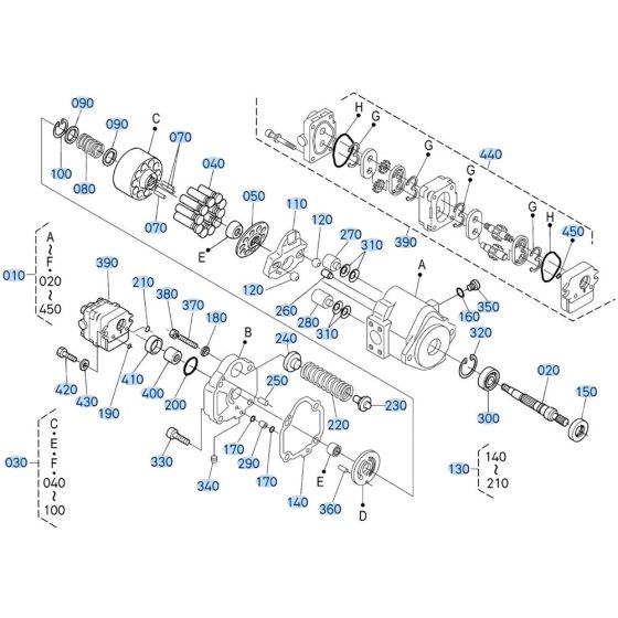 Piston Pump Assembly for Kubota U17-5 Mini Excavator