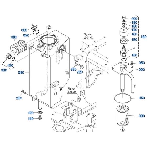 Oil Tank Assembly for Kubota U17-5 Mini Excavator
