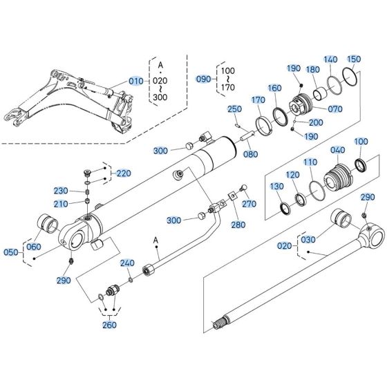 Boom Cylinder Assembly for Kubota U17-5 Mini Excavator