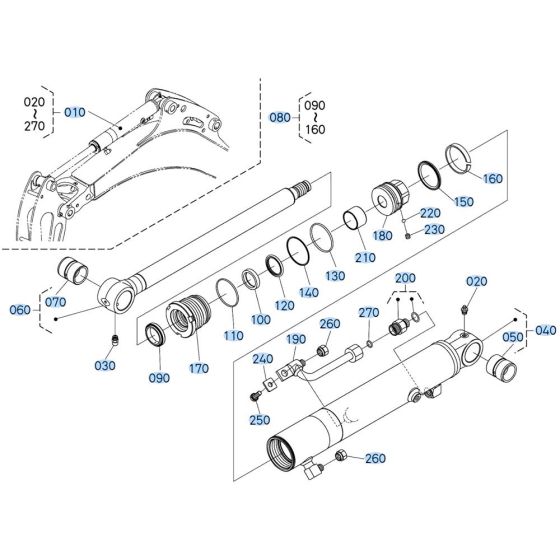 Arm Cylinder Assembly for Kubota U17-5 Mini Excavator