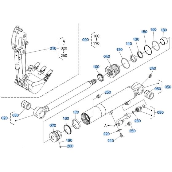 Bucket Cylinder Assembly for Kubota U17-5 Mini Excavator
