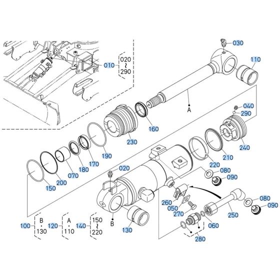 Blade Cylinder Assembly for Kubota U17-5 Mini Excavator