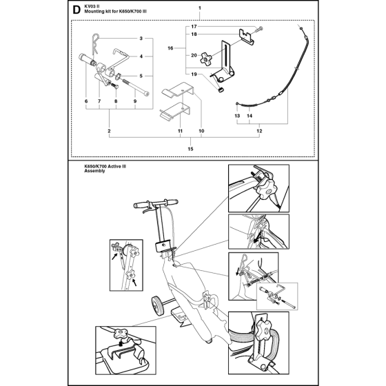Mounting Kit for K650/K700 Iii Assembly for Husqvarna Kv03 Disc Cutters