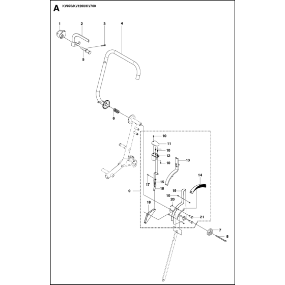 Handle & Controls Assembly for Husqvarna Kv1260 Disc Cutters