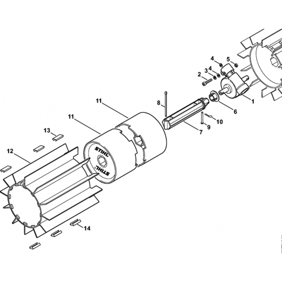 Gear Head, Sweeper Drum Assembly for Stihl KW 85 Sweeping Machine