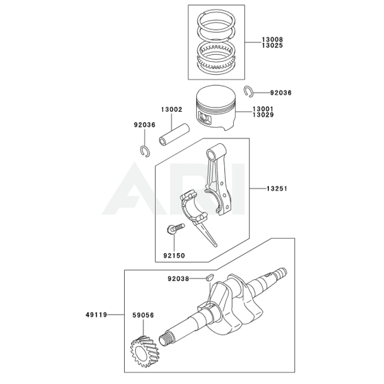 Piston / Crankshaft for Kawasaki KWN20A Pump