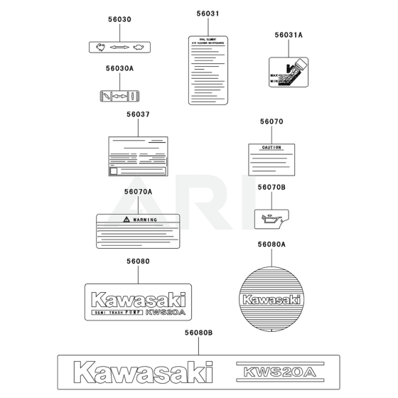 Label for Kawasaki KWS20A Pump