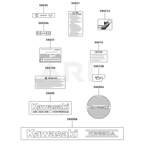 Label for Kawasaki KWS30A Pump