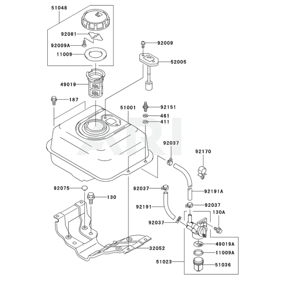 Fuel Tank / Fuel Valve for Kawasaki KWS30A Pump