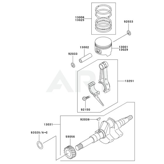 Piston / Crankshaft for Kawasaki KWT20A Pump