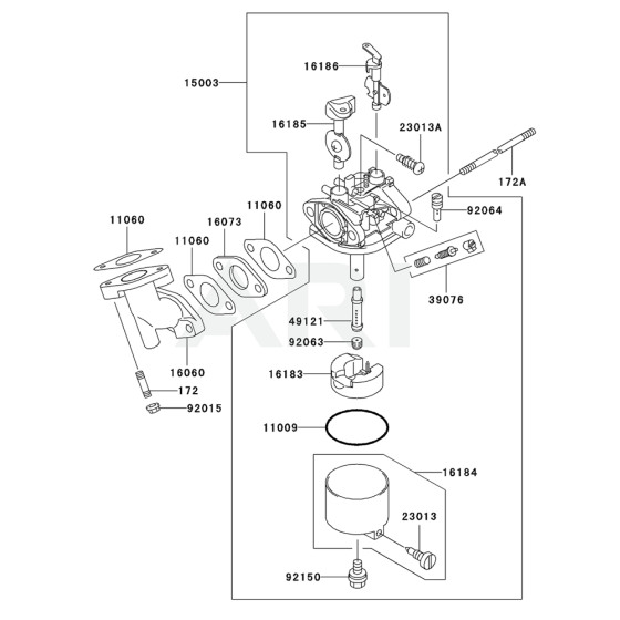 Carburettor for Kawasaki KWT20A Pump