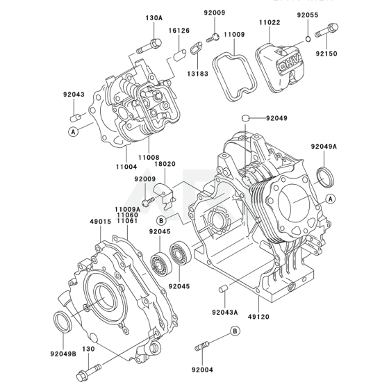 Cylinder / Crankcase for Kawasaki KWT30A Pump