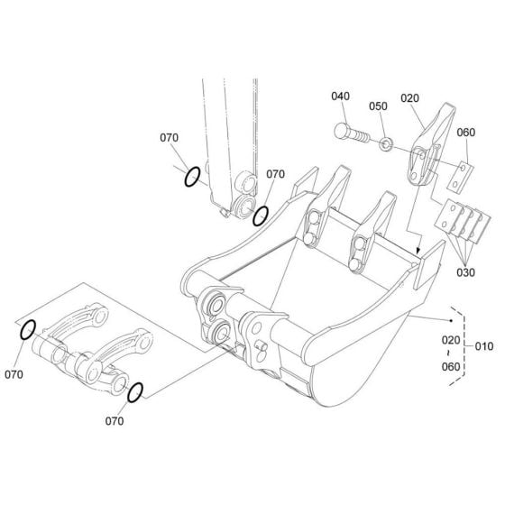 Bucket Assembly for Kubota KX016-4 Mini Excavator