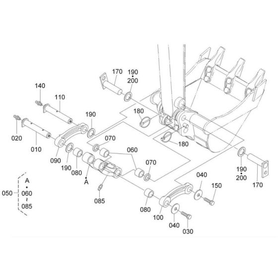 Dipper Arm/ Bucket Link Assembly for Kubota KX016-4 Mini Excavator