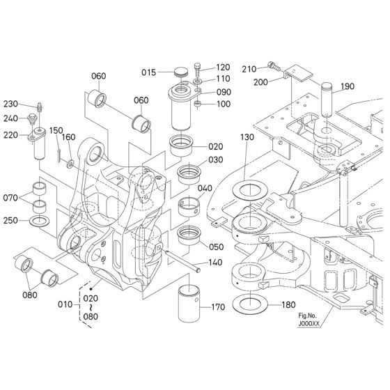 Kingpost Assembly for Kubota KX040-4 Mini Excavator