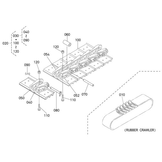 Crawler Assemby for Kubota KX057-5 Mini Excavator