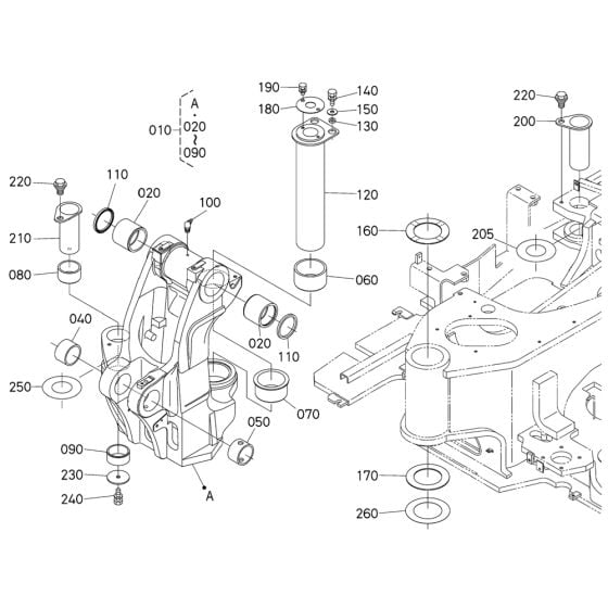 Kingpost Assembly for Kubota KX080-4 Mini Excavator