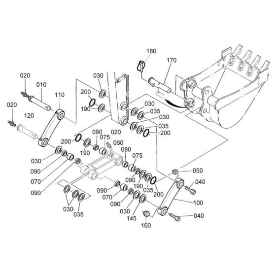 Dipper Arm/ Bucket Link Assembly for Kubota KX101-3a3 Mini Excavator