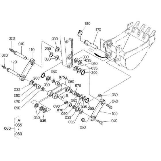 Dipper Arm/ Bucket Link Assembly for Kubota KX121-3a  Mini Excavator