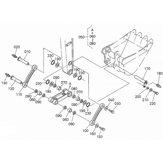 Dipper Arm/Bucket Link Assembly for Kubota KX121-3S Mini Excavator