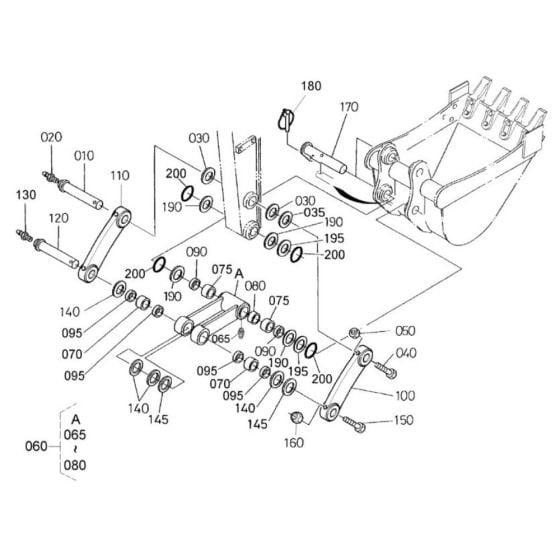 Dipper Arm/ Bucket Link Assembly for Kubota KX161-3 Mini Excavator