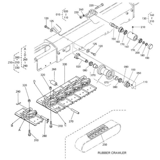 Track and Roller Assembly for Kubota KX161-3 Mini Excavator