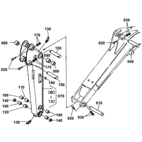 Dipper Arm Assembly for Kubota KX36-2 Mini Excavator