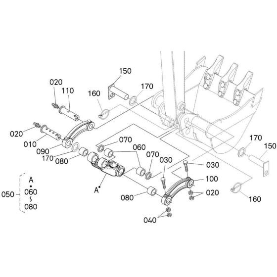 Dipper Arm/ Bucket Link Assembly for Kubota KX36-3 Mini Excavator